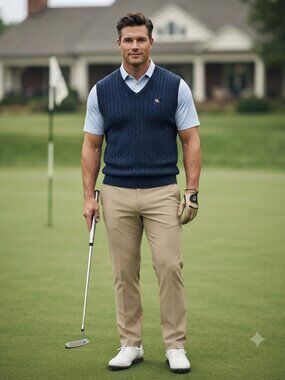 Arnold Palmer Men's Blue Knit Sweater Vest Sleeveless Golf Pullover Casual Large